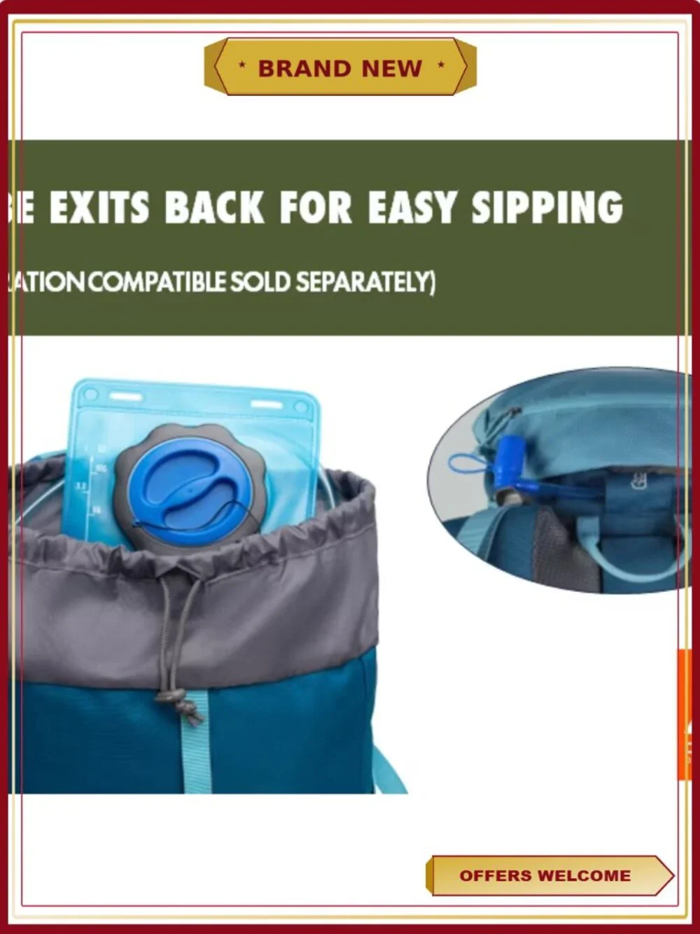 50L Hiking Backpack with Pockets, Water-Resistant, Stowable Rain Cover